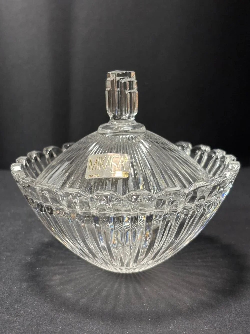 Mikasa Crystal Marquette Covered Candy Trinket Dish Made In Japan Vintage 1990s